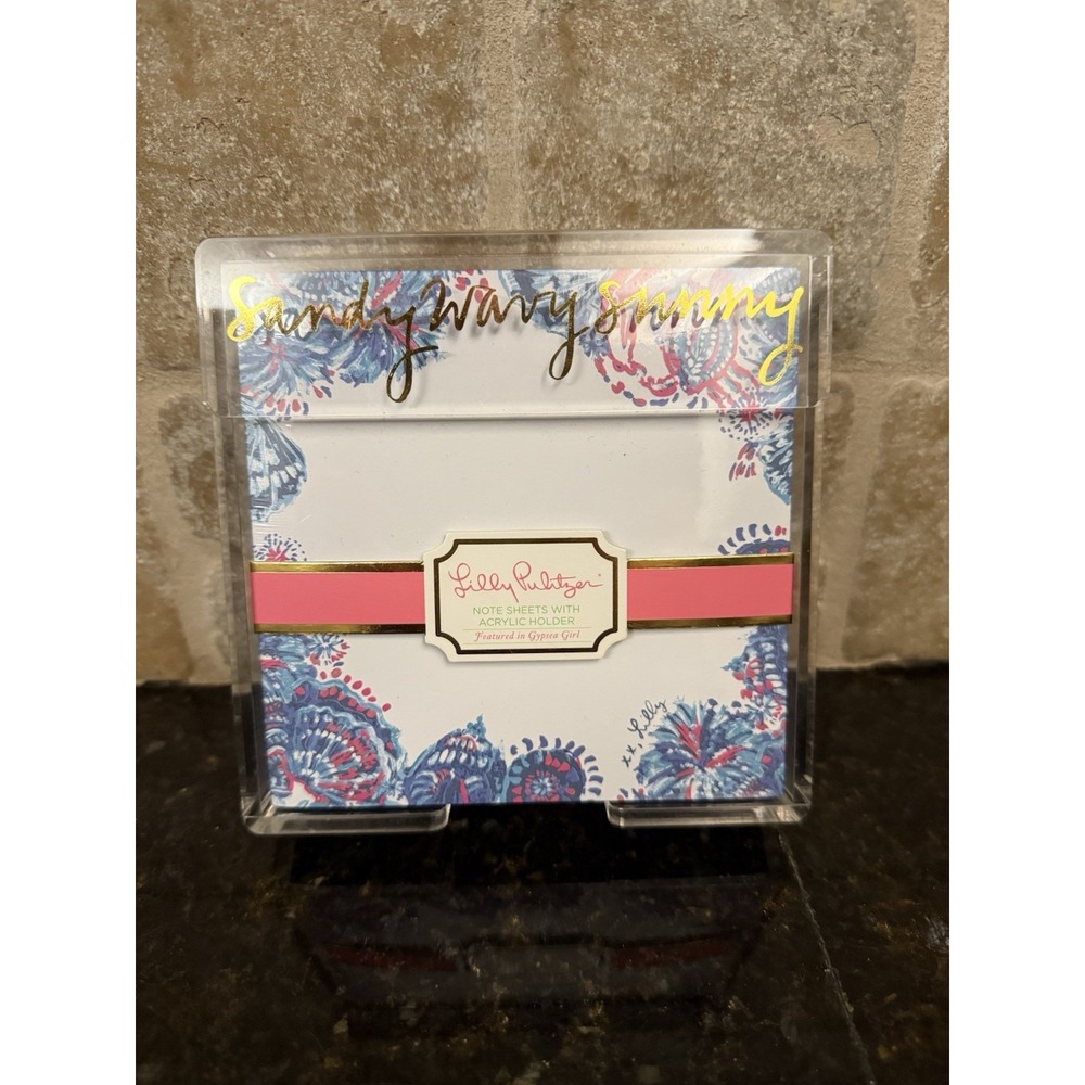 Lilly Pulitzer Note‎ Set, acrylic holder, Gypsea Girl design NEW